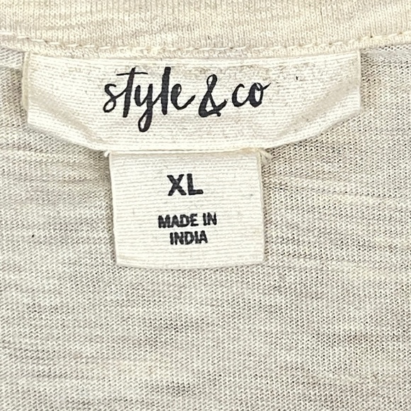 Style & Co Lace Front Top Button Up Long Sleeve Tee Sz XL Cream colour - Picture 6 of 9